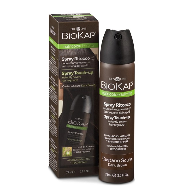 Bios Line Biokap Nutricolor Delicato Spray Touch-Up Dark Brown 75ml για άμεση κάλυψη των γκρίζων τριχών