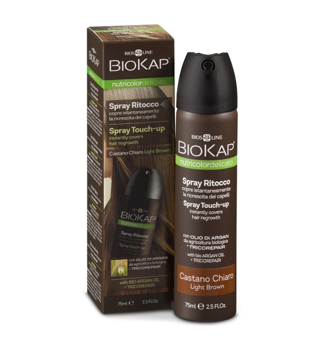 Bios Line Biokap Nutricolor Delicato Spray Touch-Up Light Brown 75ml για άμεση κάλυψη των γκρίζων τριχών