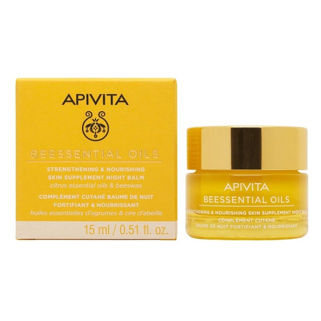 Apivita Beessential Oils Night Balm Προσώπου Νύχτας Συμπλήρωμα Ενδυνάμωσης & Θρέψης Της Επιδερμίδας 15ml