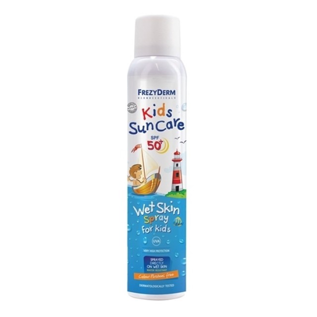 Frezyderm Kids Sun Care Wet Skin Spray SPF50+ Παιδικό Αντιηλιακό Spray που Ψεκάζεται απευθείας σε Βρεγμένο Δέρμα, 200ml