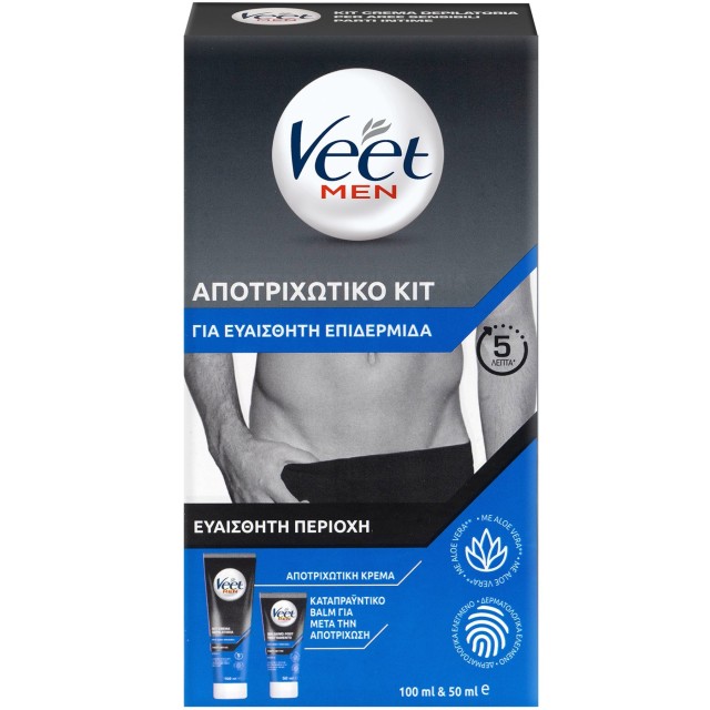 Veet Men Ανδρικό Αποτριχωτικό Κιτ Για Την Ευαίσθητη Περιοχή Με Αποτριχωτική Κρέμα & Καταπραϋντικό Βάλσαμο 100ml