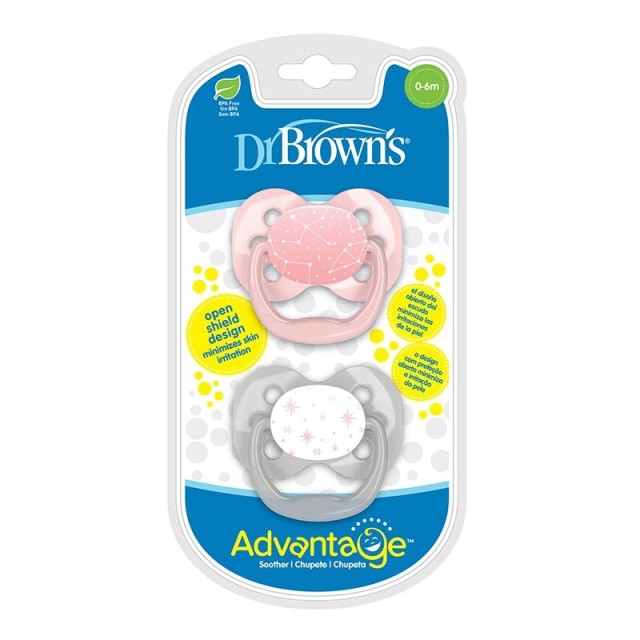 Dr. Browns Advantage Σιλικόνης Ροζ Γκρι 0-6m  2Τμχ