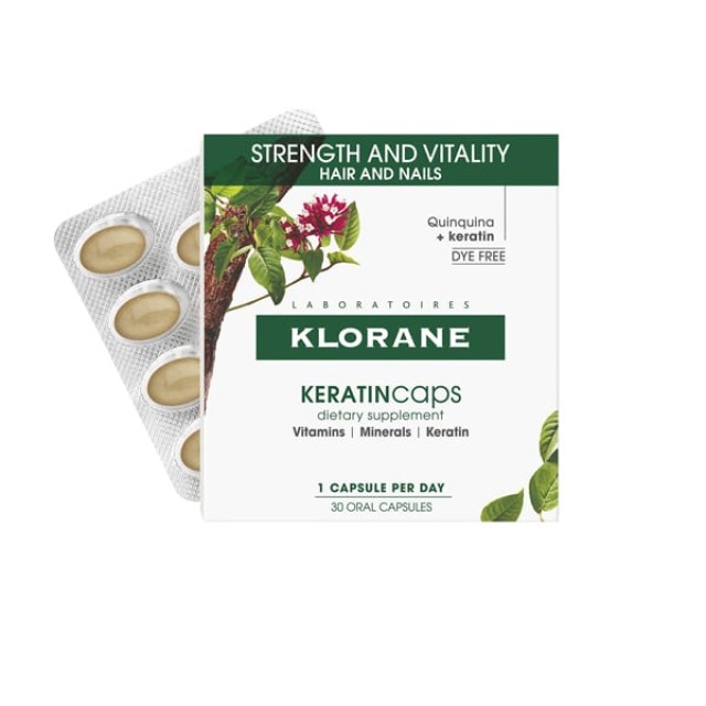 Klorane Quinine KERATINcaps Συμπλήρωμα Διατροφής για Δυνατά Μαλλιά και Νύχια 30 caps