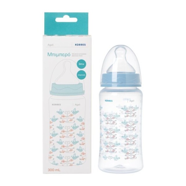 Korres Feeding Bottle 300ml 3+ (Μπιμπερό με Θηλή Σιλικόνης Μεσαίας Ροής 3+)