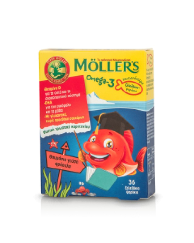 MOLLERS- Omega-3- 36 fish jellies φράουλα