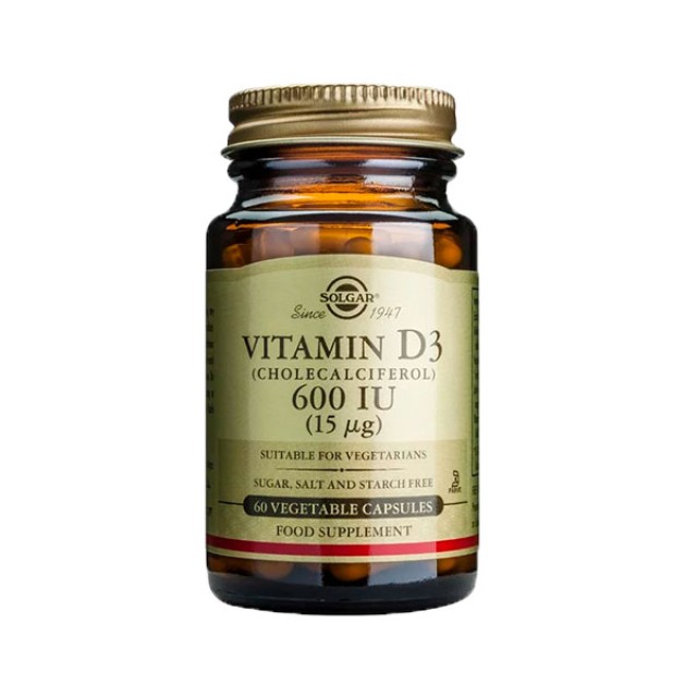 Solgar Vitamin D3 600 IU / 15μg Συμπλήρωμα Βιταμίνης D, 60 caps
