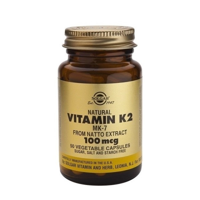 Solgar Vitamin Κ2 100mcg σε μορφή ΜΚ-7 (μενακινόνη-7) 50 caps
